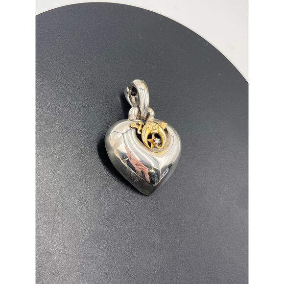 Joseph Esposito Shriners 925 ESPOSIG 14K Puffy Heart 2.0 mm Diamond Pendant - Picture 9 of 10